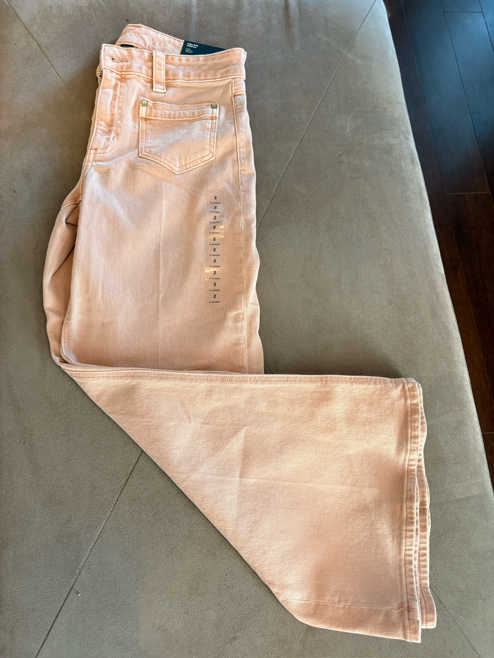 American Eagle Flare High-Rise Stretch Jeans Peach Blush Size 2 X-Short NWT